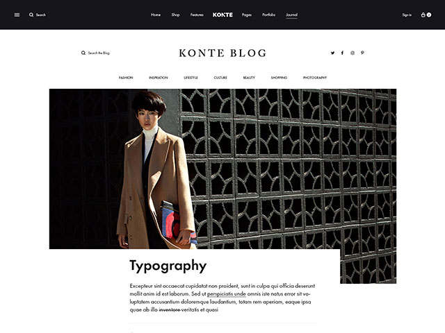 Konte WooCommerce WordPress Theme page typography