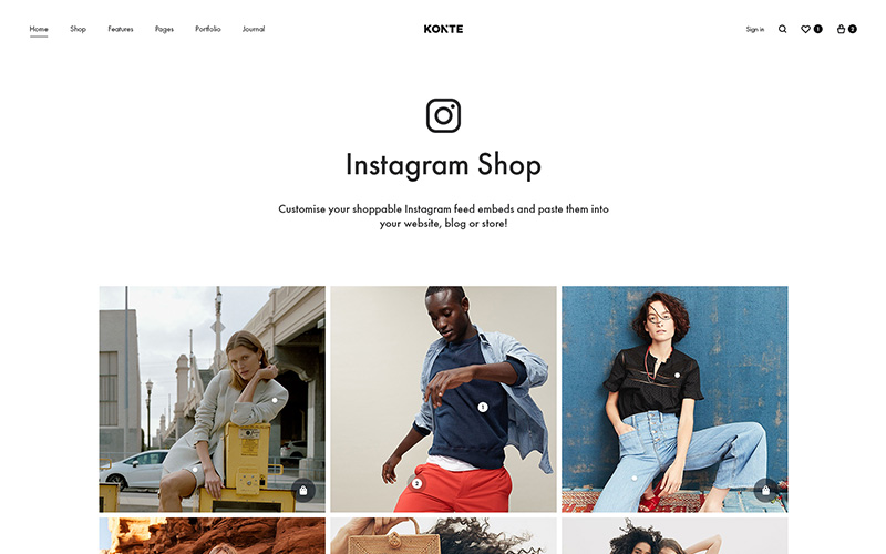 Konte WooCommerce WordPress Theme Demo Instagram Shop