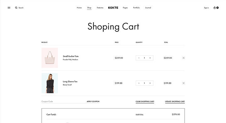 Konte WooCommerce WordPress Theme Shopping Cart