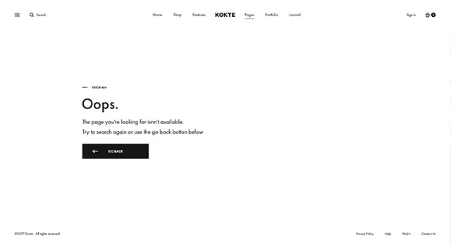 Konte WooCommerce WordPress Theme page 404