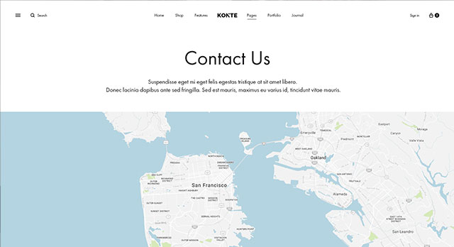 Konte WooCommerce WordPress Theme page Contact Us v1