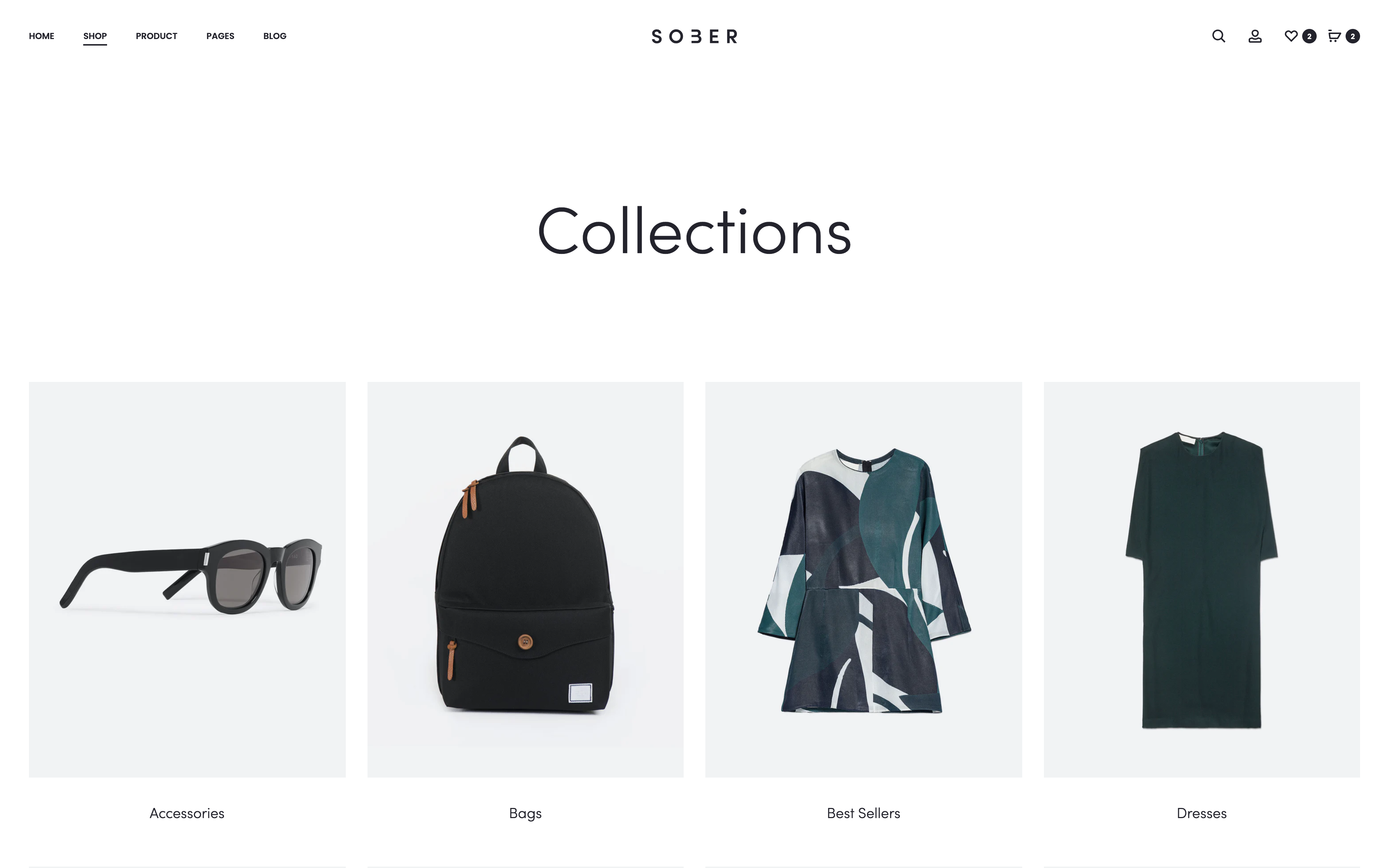 Minimal shop page