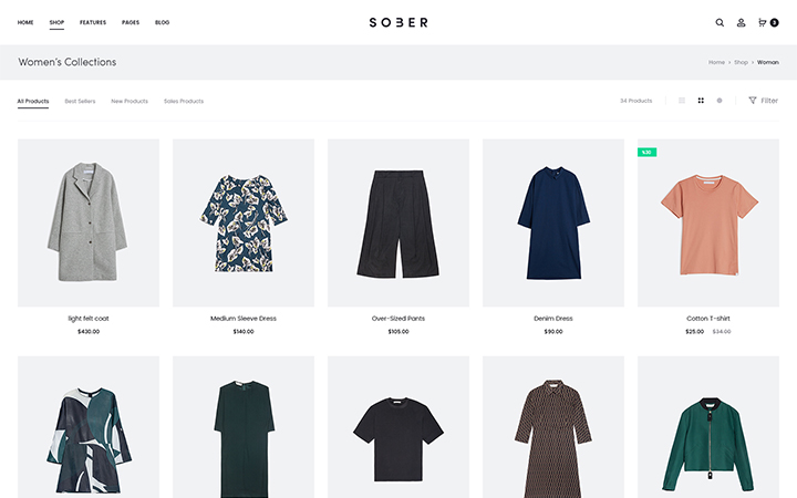 Minimal shop page