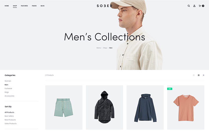 Sidebar shop page