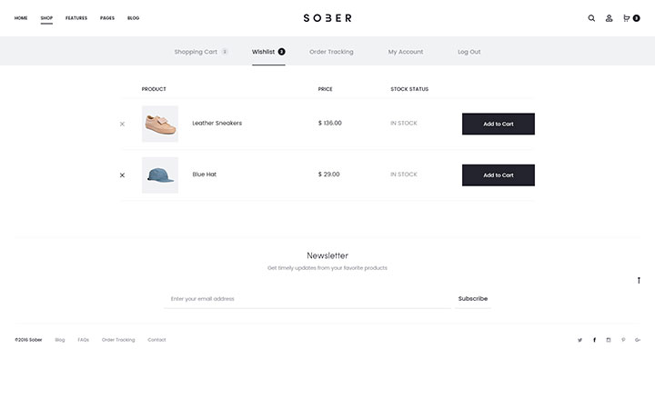 Wishlist page