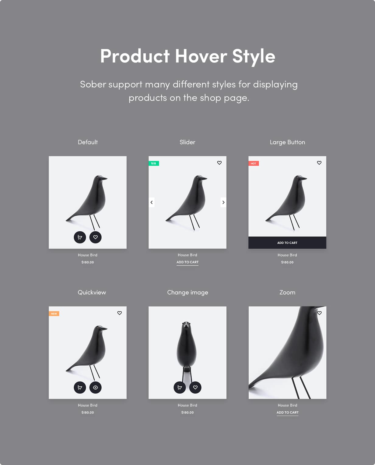 Sober WordPress theme product card styles